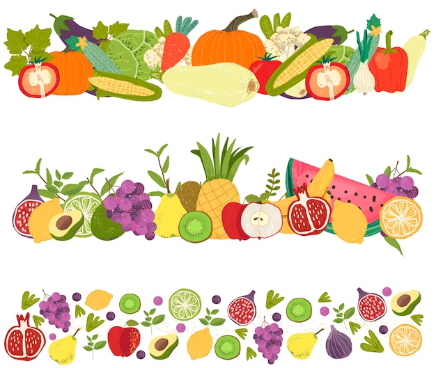Gemüse von hand gezeichnete cartoon-nähte grenzen gesetzt