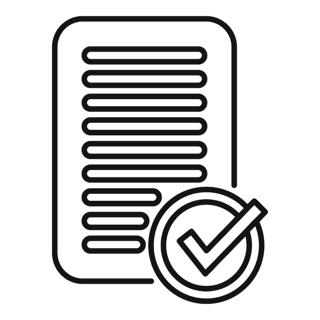 Genehmigter Dokument-Id-Symbol-Umrissvektor Überprüfen Sie einzeln