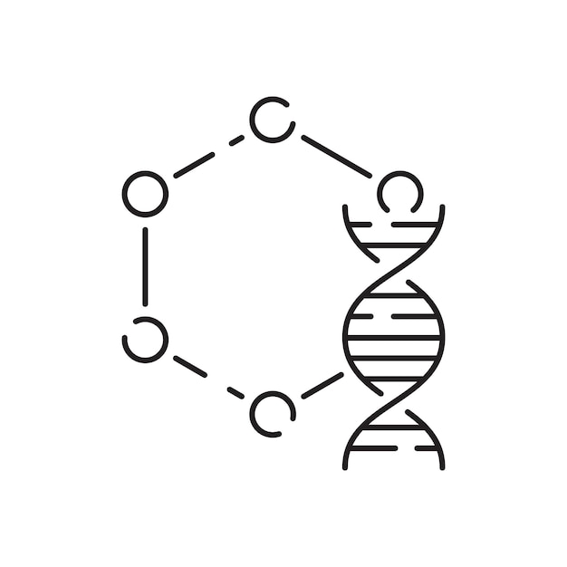 Gentechnisches Vektorliniensymbol Genetiklaborforschung Biochemieexperiment Piktogrammkonzept Umrisssymbol Einfaches Vektormaterialdesign von Webgrafiken