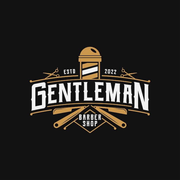 Gentleman barbershop retro vintage logo