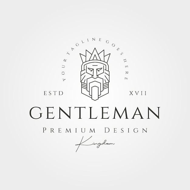 Gentleman king line art logo vektor symbol illustration design bärtiger könig logo design