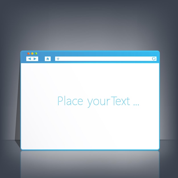 Geöffnete Browserfenstervorlage auf dunklem Hintergrund für Ihr Design und Ihren Text.