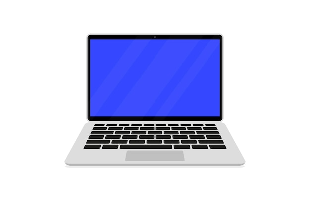 Geöffneter laptopbildschirm mit tastatur. laptop-flache vektor-symbol-illustration. moderner laptop des modells mit