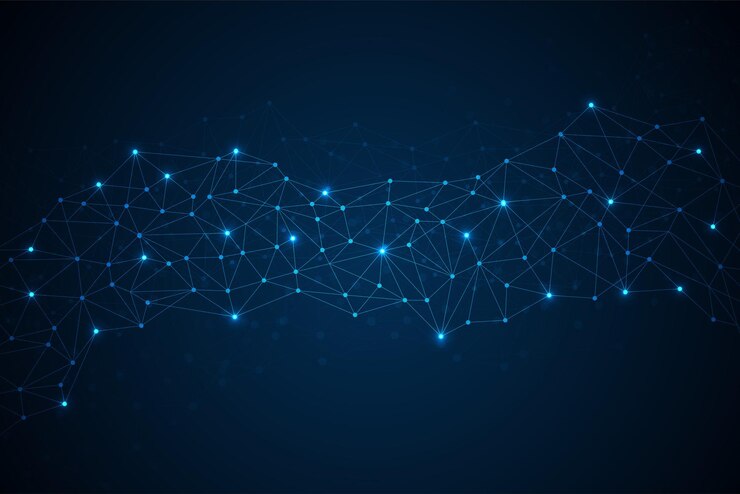 Vektor geometrisch verbundener abstrakter hintergrund. punkte und linien verbinden. technologiehintergrund
