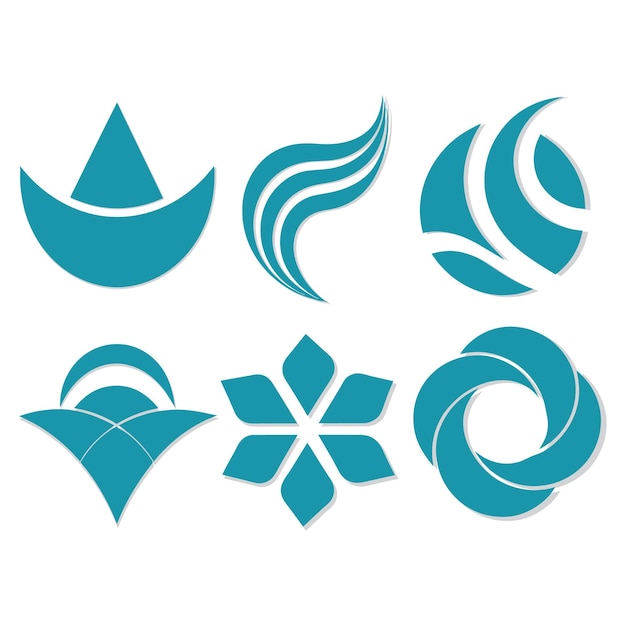 Geometrische abstrakte blaue Logo-Sammlung Vorlage auf weißem Hintergrund