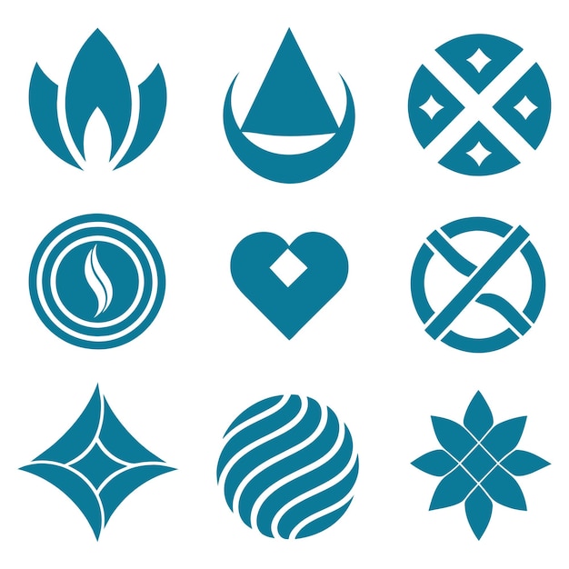 Geometrische abstrakte blaue Logo-Sammlung Vorlage auf weißem Hintergrund