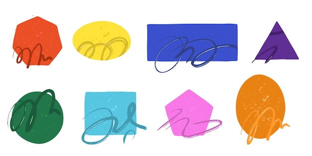 Geometrische Figuren Verschiedene farbige Formen Designelemente Nachrichtensymbol Hintergrund Chat-Bubble-Textbox isoliertes Designelement farbiges minimales Objektvektor-Set