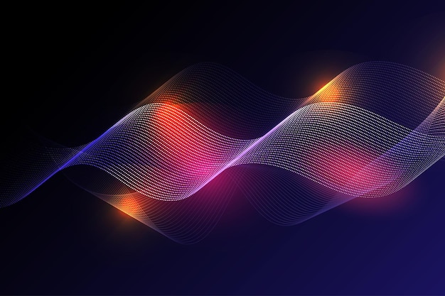 Geometrische Halbton-Wellenlinie Hintergrund-Banner-Design mit rosa und orange Farbbeleuchtungseffekt