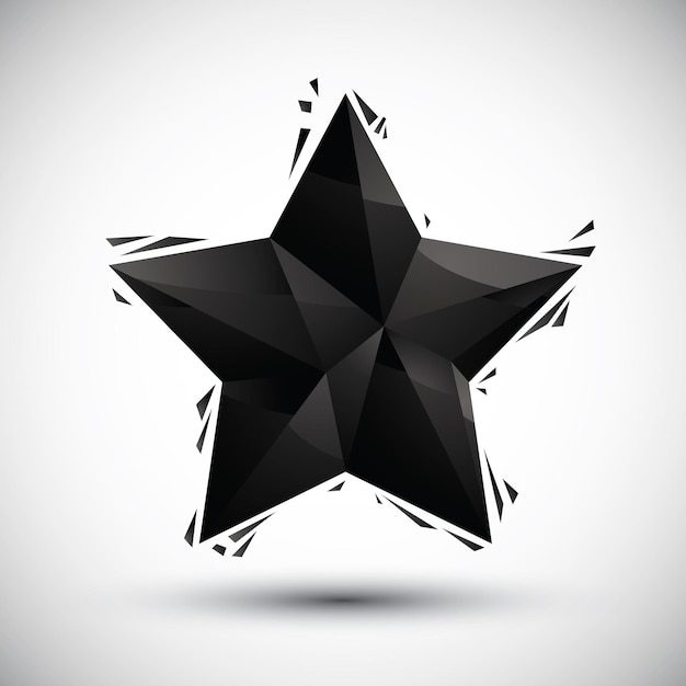 Vektor geometrische ikone des schwarzen sterns im modernen 3d-stil, am besten für die verwendung als symbol oder gestaltungselement.