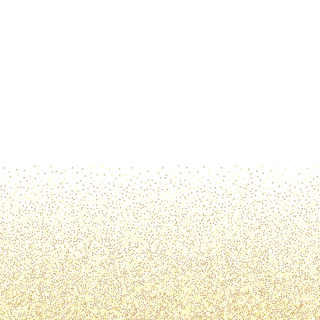 Geometrische Jubiläumsillustration. Geburtstagskarte mit metallischer Textur. Goldkonfetti. Isolierte goldene Staubpartikel. Chaotische Brautkulisse. Vektorrundes Bokeh. Abstrakter schillernder Hintergrund.