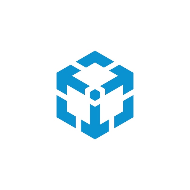 Geometrische Kiste Hexagon Pfeil Logo Design Vektor Vorlage isoliert auf weißem Hintergrund