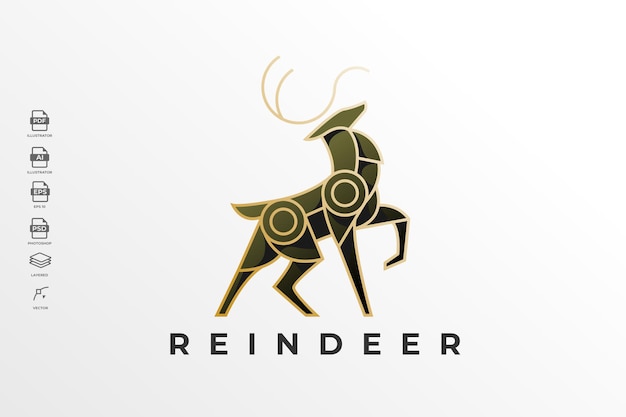 Geometrische lineart rentier-logo-design