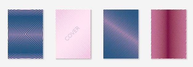 Geometrische linienelemente. lila und rosa. vintage-notizbuch, einladung, web-app, booklet-layout. geometrische linienelemente auf minimalistischer, trendiger cover-vorlage.