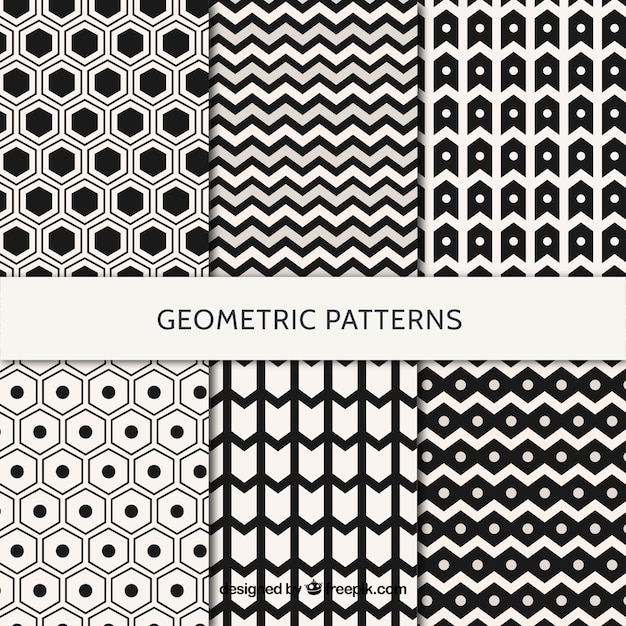 Geometrische muster in weiß und schwarz-pack