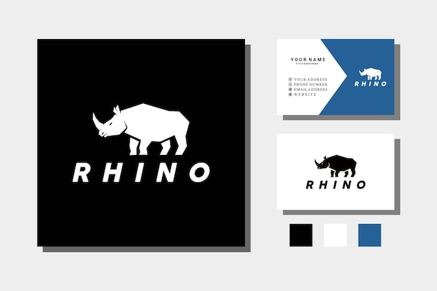 Geometrische nashorn-tier-silhouette-logo-design-vektor-illustration