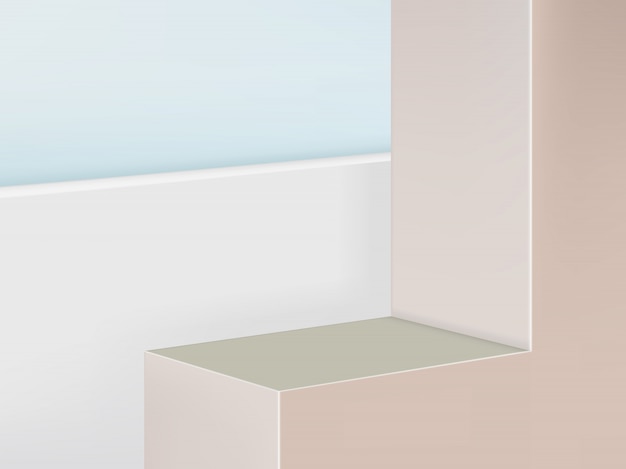 Geometrische Plattform Produktanzeige Hintergrund, Pastellrosa & Beige Farbe. Landschaft