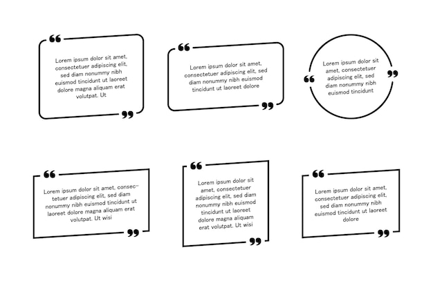 Vektor geometrische sms-boxen mit unterschiedlicher form des super-sets zitat-box-sprechblase moderne flache vektorillustration