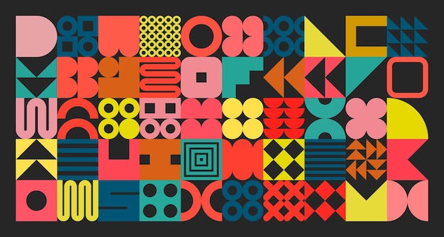 Geometrische Textur mit einfachen Formen Symbolen farbenfrohe primitive Elemente und Formen Retro-Design
