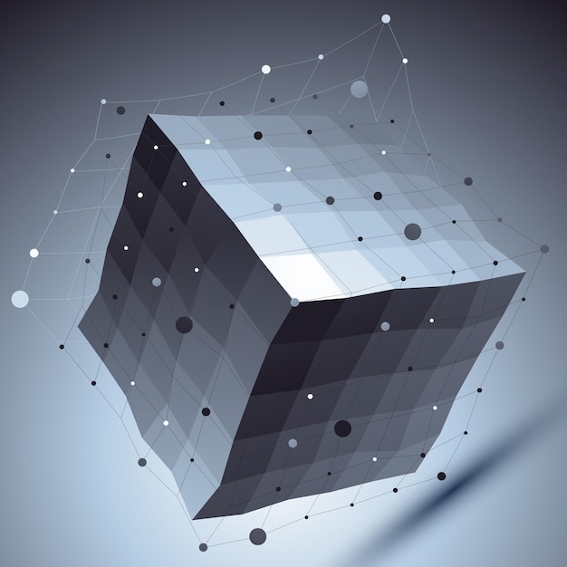 Geometrische Vektorabstrakte 3D-komplizierte Gitter-Hintergrund, Kontrast eps8 konzeptionelle Technologie deformierter Würfel.
