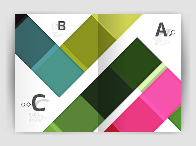 Geometrische Vorlage für Geschäftsbroschüren im A4-Format. Vektordesign für Workflow-Layout-Diagramm-Zahlenoptionen oder Webdesign