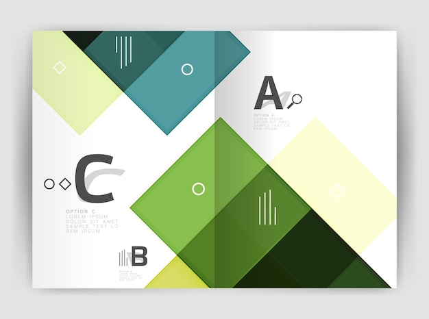 Geometrische Vorlage für Geschäftsbroschüren im A4-Format. Vektordesign für Workflow-Layout-Diagramm-Zahlenoptionen oder Webdesign
