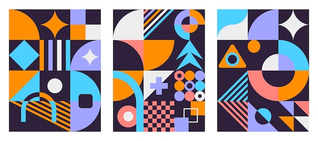 Geometrische Vorlage Poster Broschüre Neo-Muster Abstraktes geometrisches Musterdesign im Retro-Stil Vektorillustration