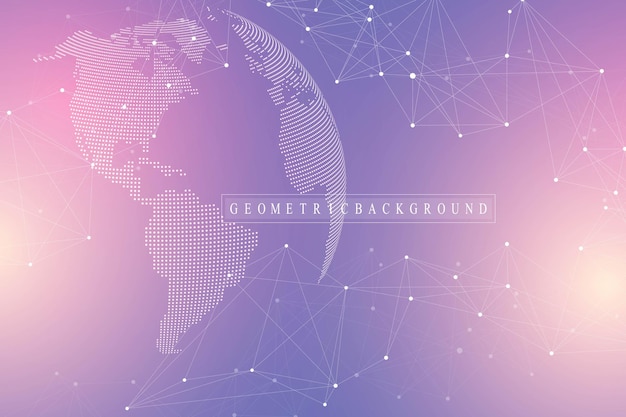 Geometrischer abstrakter Hintergrund der globalen Netzwerkverbindung mit verbundenem Linien- und Punktnetzwerk und ...