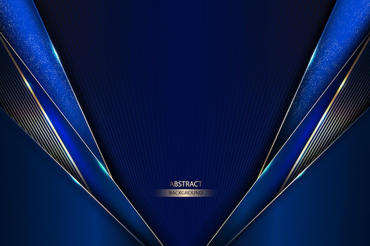 Geometrischer abstrakter Hintergrund mit metallischen blauen und goldenen Akzenten