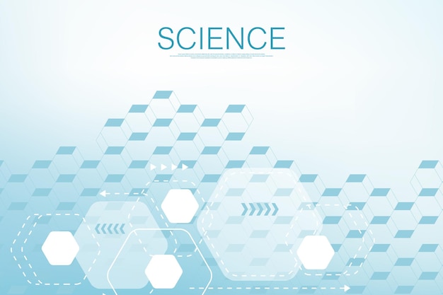 Geometrischer abstrakter Hintergrund mit Sechsecken Sechseck-Banner-Vorlage für soziale Netzwerke Wissenschaftstechnologie