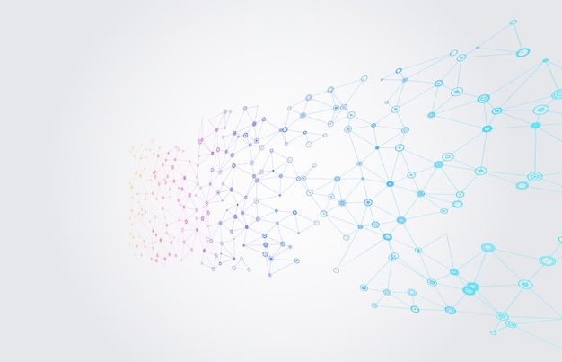 Geometrischer abstrakter Hintergrund mit verbundenen Punkten und Linien Molekulare Struktur und Kommunikation Hintergrund der digitalen Technologie und Netzwerkverbindung Vektorillustration EPS10 für Geschäftsdesign