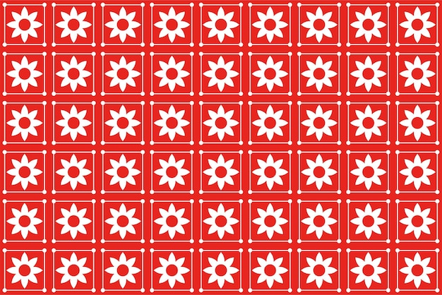 Geometrischer blumen-rot-weiß-farbdesign-hintergrund