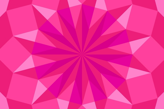 Geometrischer sternförmiger hintergrund mit niedrigem poly-rosa bunte dekorative rosette vektorillustration