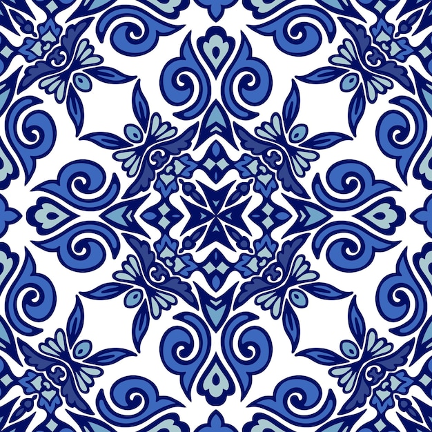 Geometrischer Stil blaues und weißes Azulejo-Fliesen-Keramikdesign