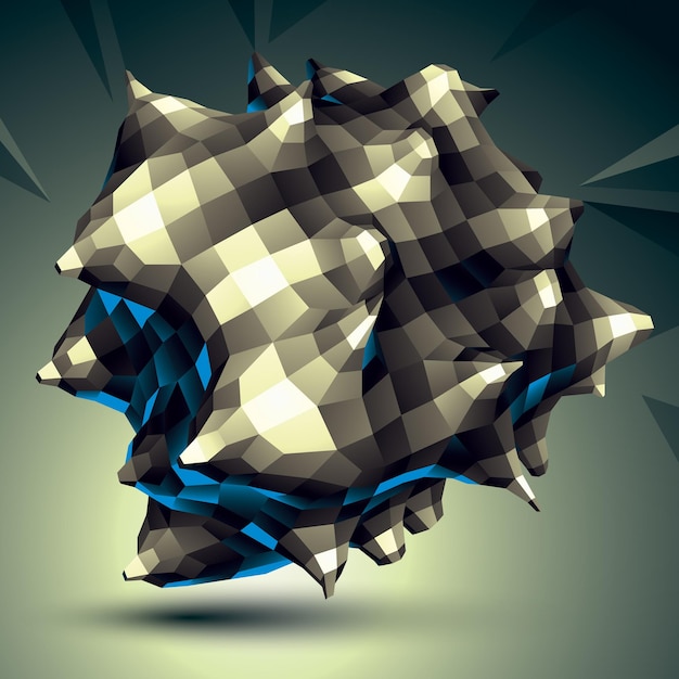 Geometrisches abstraktes 3D kompliziertes Objekt, einfarbiges asymmetrisches Element isoliert.