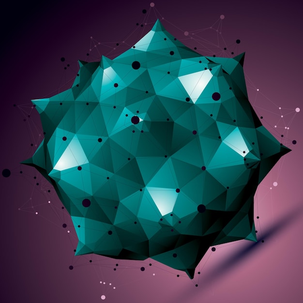 Geometrisches abstraktes kompliziertes Gitterobjekt 3D, buntes asymmetrisches Element mit Drahtgitterstruktur.