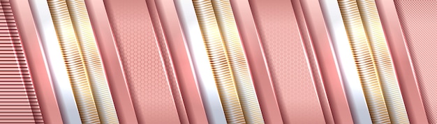 Geometrisches banner der metallischen rosa und goldenen abstrakten schicht