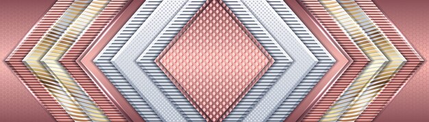 Geometrisches Banner der metallischen rosa und goldenen abstrakten Schicht
