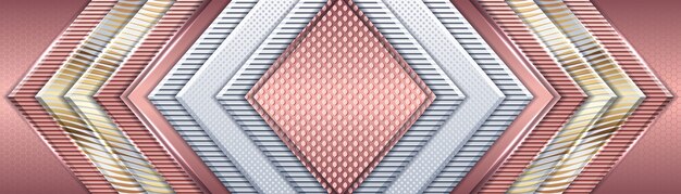 Vektor geometrisches banner der metallischen rosa und goldenen abstrakten schicht