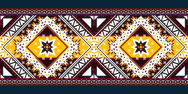 Geometrisches ethnisches muster nahtlos. design für hintergrund, teppich, tapete, kleidung, verpackung, batik, stoff, vektorillustration. stickerei-stil.