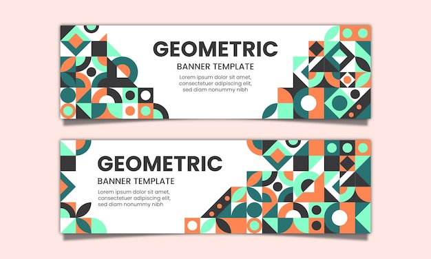 Geometrisches flaches mosaik horizontale banner vorlagendesign editierbar