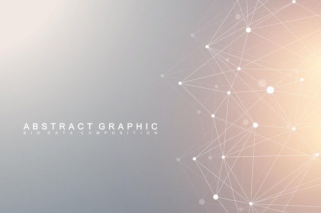 Geometrisches grafisches Hintergrundmolekül und Kommunikation Big Data-Komplex mit Verbindungen Linien Plexus minimales Array Digitale Datenvisualisierung Wissenschaftliche kybernetische Vektorillustration