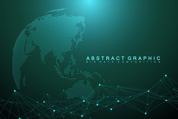 Geometrisches grafisches Hintergrundmolekül und Kommunikation. Big-Data-Komplex mit Verbindungen. Perspektive Hintergrund. Minimales Array. Digitale Datenvisualisierung. Wissenschaftliche kybernetische Vektorillustration.