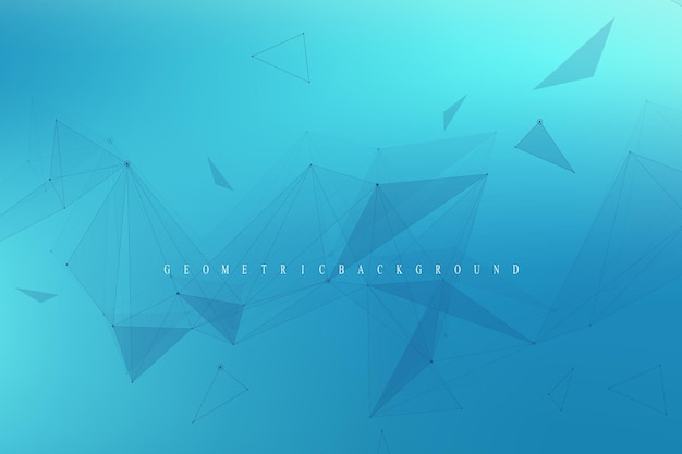 Geometrisches grafisches Hintergrundmolekül und Kommunikation. Big-Data-Komplex mit Verbindungen. Perspektivische Kulisse. Minimales Array. Digitale Datenvisualisierung. Wissenschaftliche kybernetische Vektorillustration.