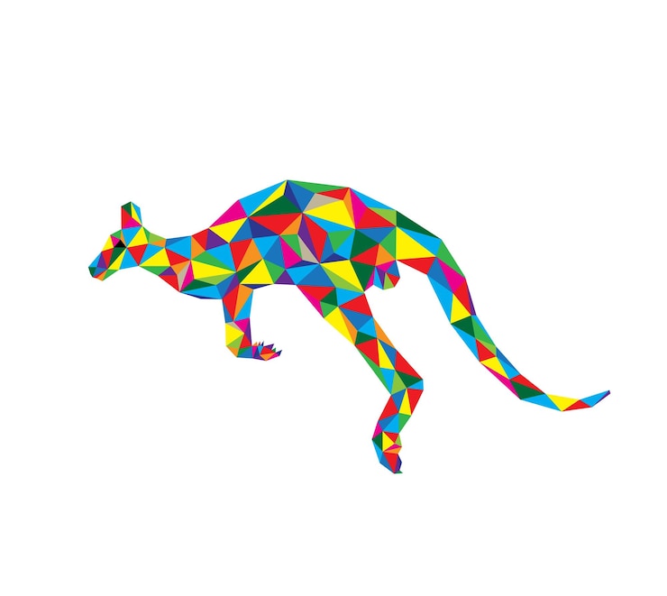 Vektor geometrisches känguru-springendes kunstvektordesign