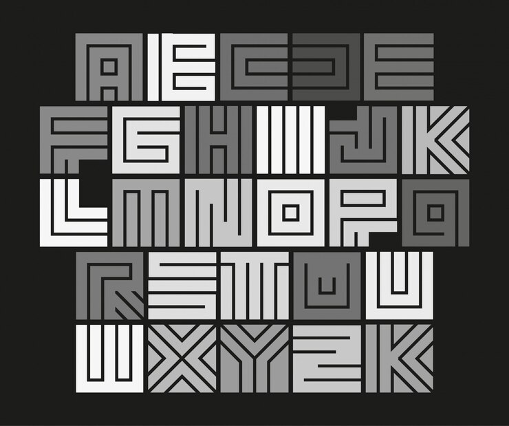 Geometrisches Labyrinthalphabet.
