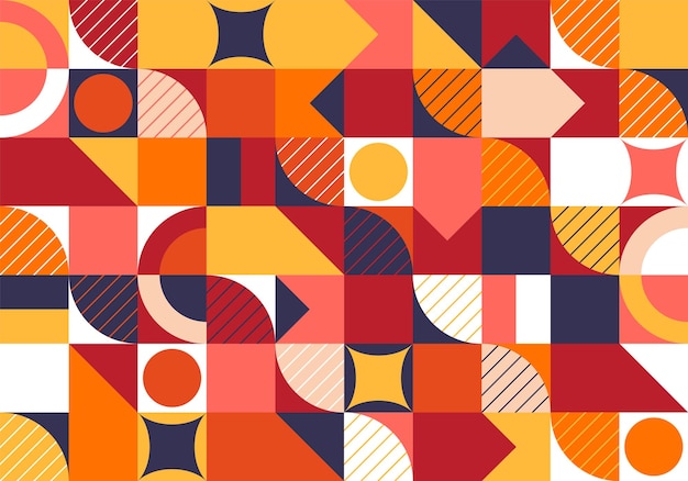 Geometrisches Mosaik Bauhausmuster Moderne Geometrie Figurform Bauhaus Geometrisches Mosaik Minimale Wandtextur Geometrisches Mosaikdruck Retro Tapete Vektorillustration