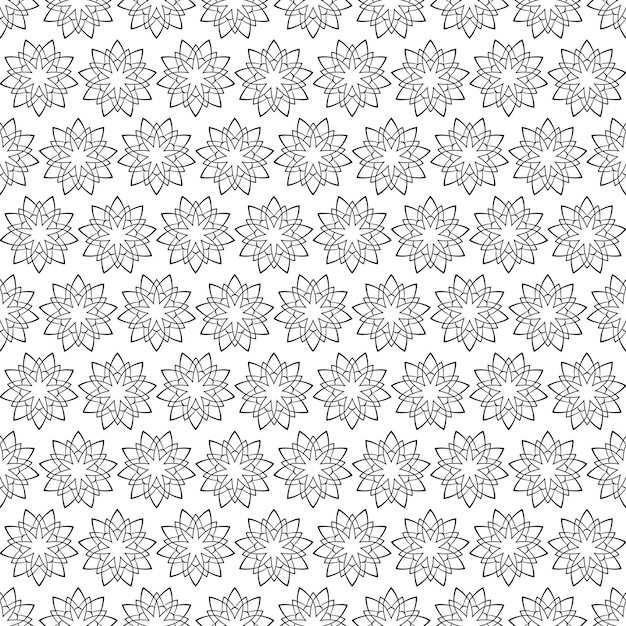 Geometrisches nahtloses mit Blumenmuster. Klassisches Schwarz-Weiß-Ornament.