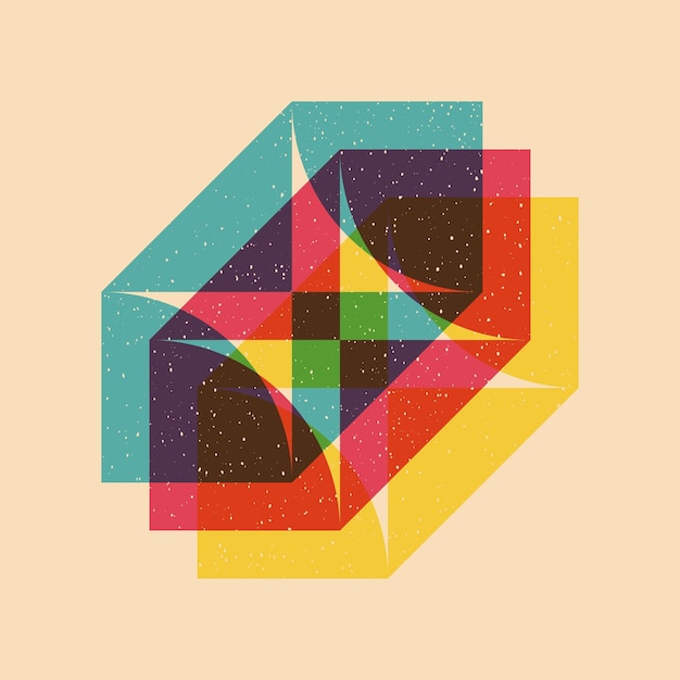 'Geometrisches Objekt mit Riso-Druckeffekt Vektorgrafik-Element'