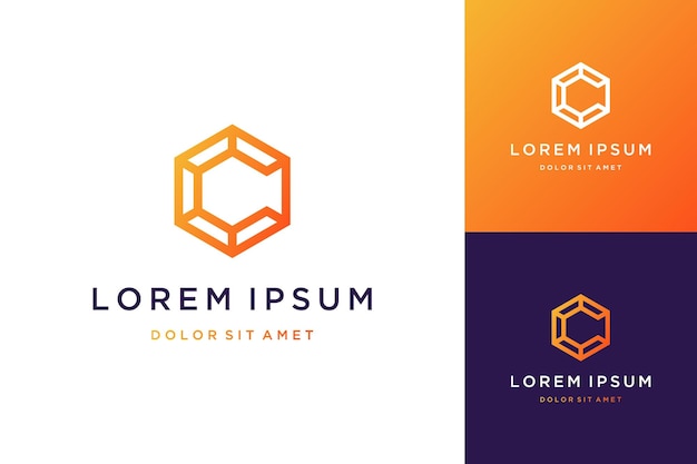 Geometrisches oder monogramm-logo-design oder initialen buchstabe c mit einem sechseck