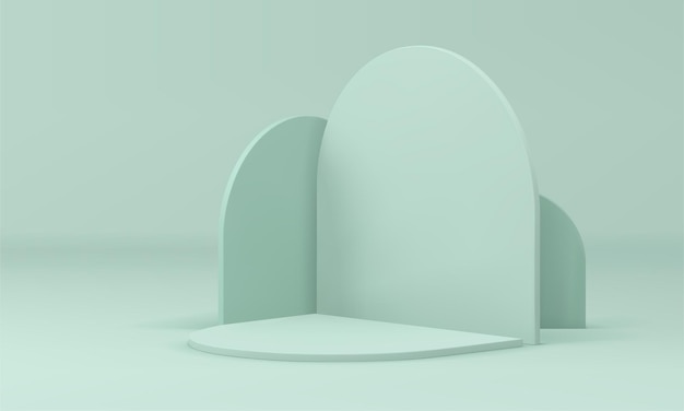 Geometrisches podium 3d fundament halbkreis eckbühne minimaler plattformkonstruktionsvektor